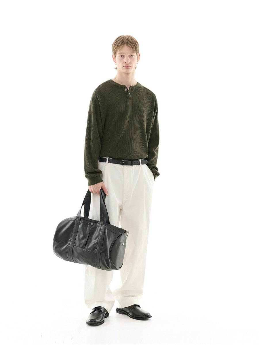 Fashion Trendy Soft Leather Large Capacity Leisure Gymnastic Valise Bucket Bags