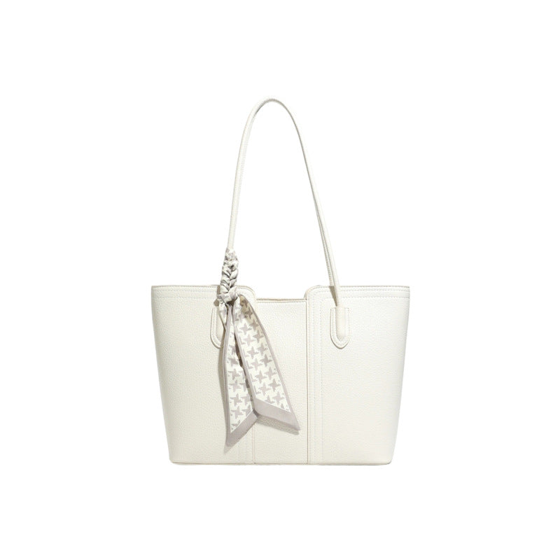 Retro Texture Trendy Solid Color Design Large Capacity Tote Bag