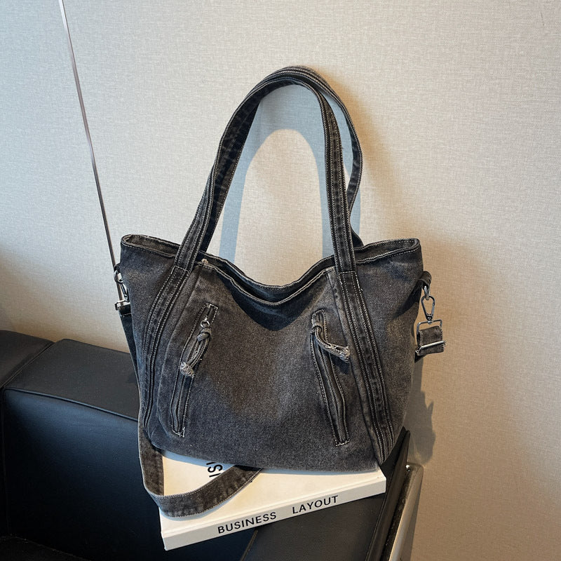 Women's Large Capacity Denim Summer Class Commuter Tote Bag