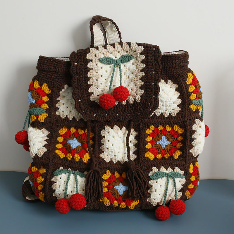 Women's Hand-woven Wool Crocheted Artistic Chinese Style Women's Backpack