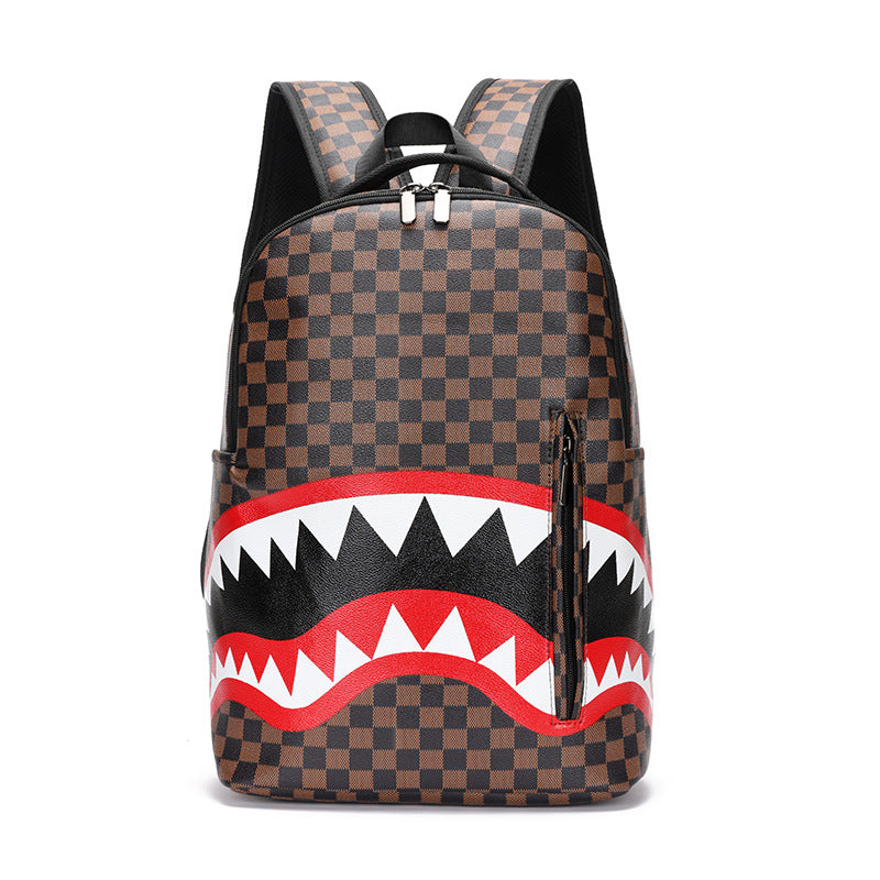 Men's Shark Print Business Large Capacity Campus Bags