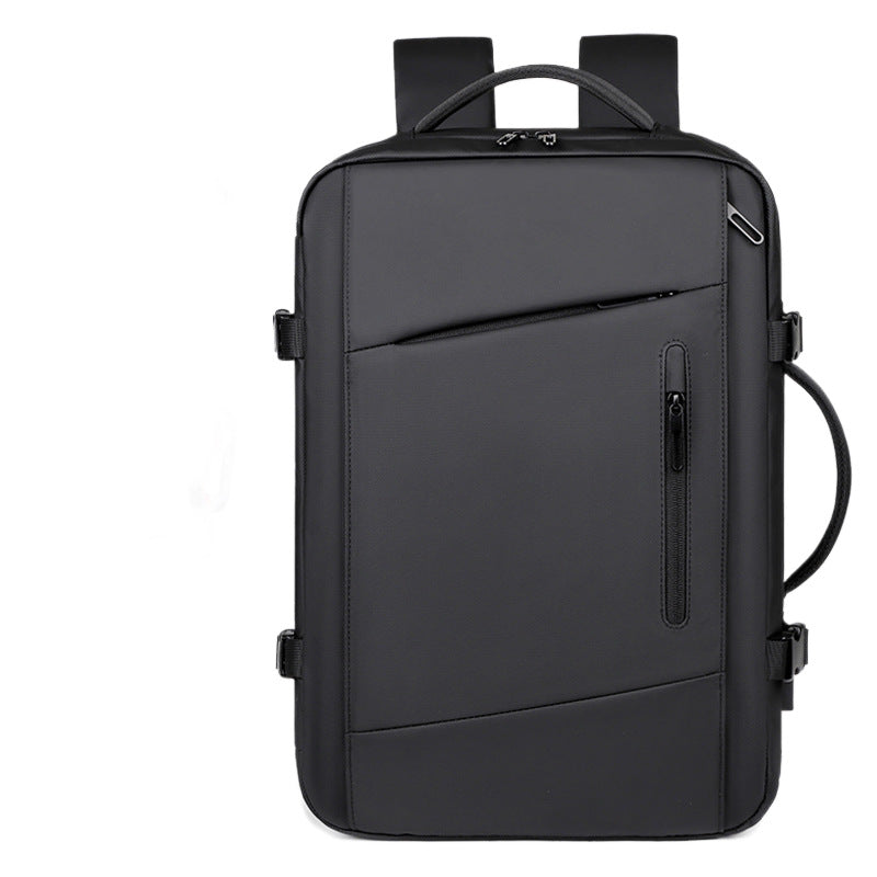 Men's Large Capacity High-grade Leather Expansion Vacuum Compression Business Backpack