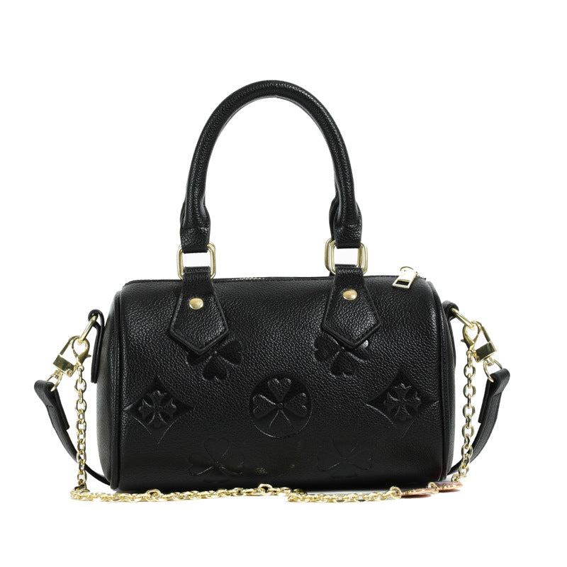 Boston Pillow Clover Embossed Strawberry Diamond Pendant Women's Messenger Bag