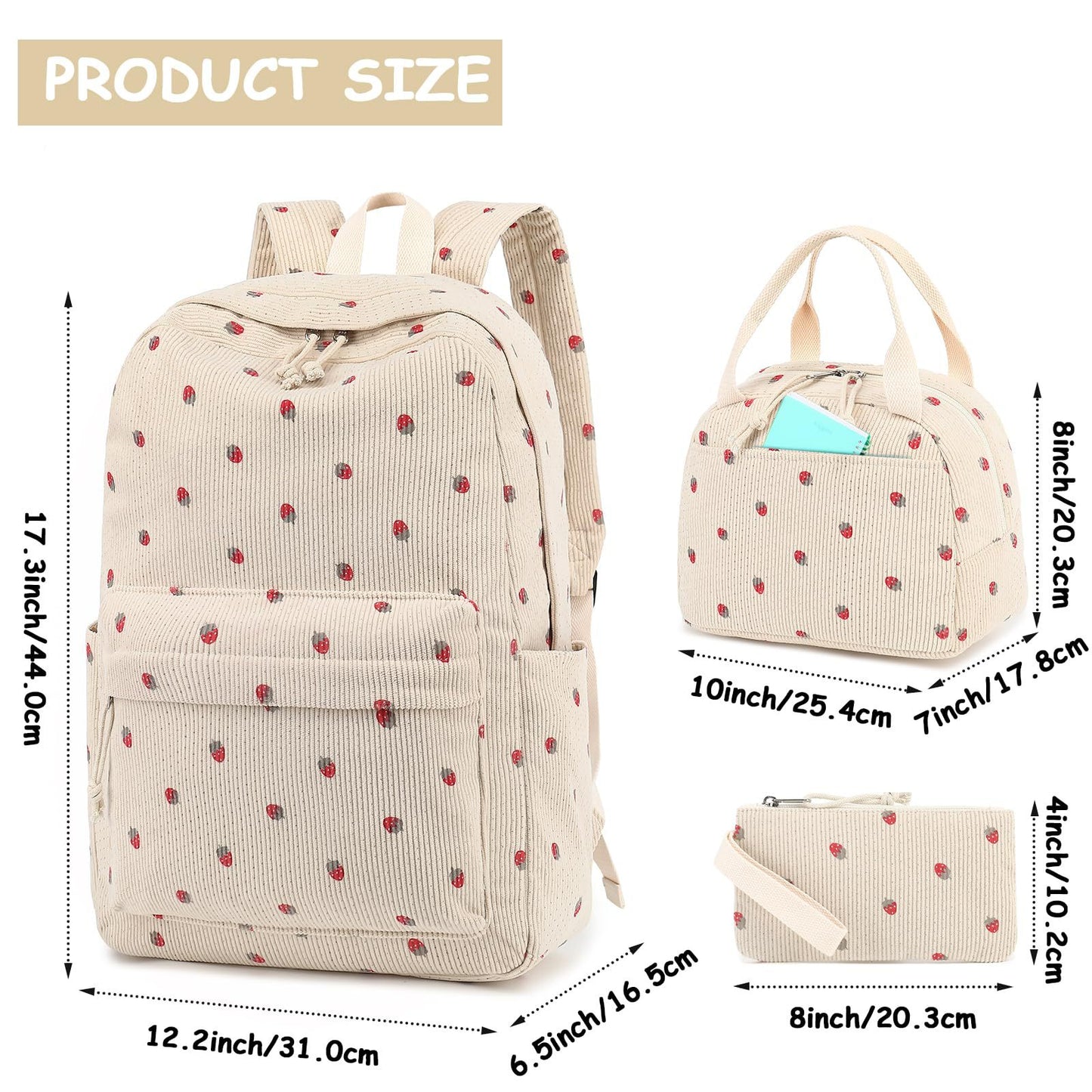 Women's Three-piece Korean Style Preppy For Primary Leisure Backpack