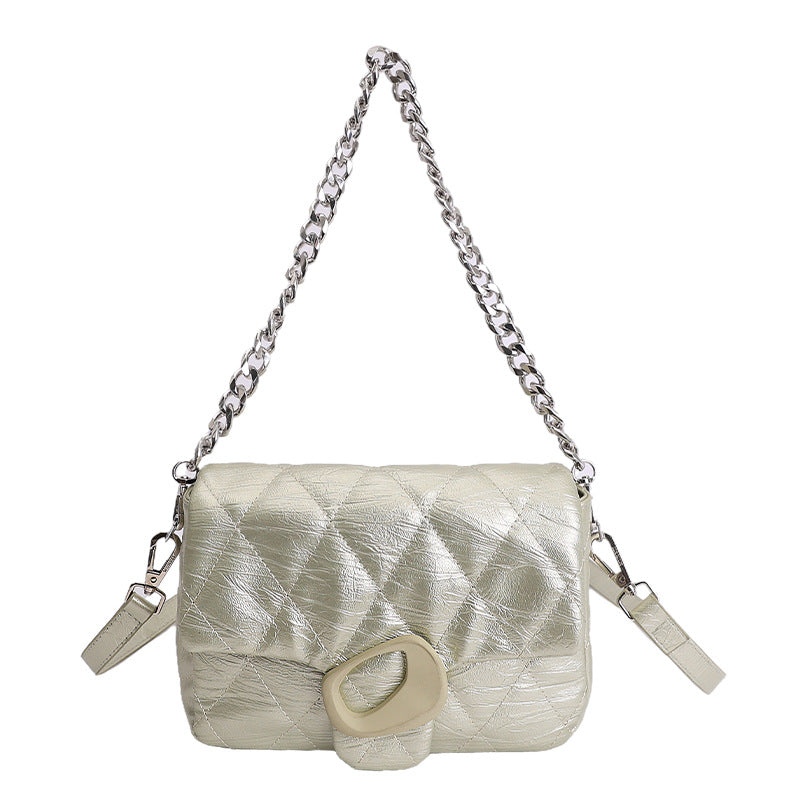 Women's Spring Simple Fashion Embroidery Line Chain Good-looking Small Square Bags
