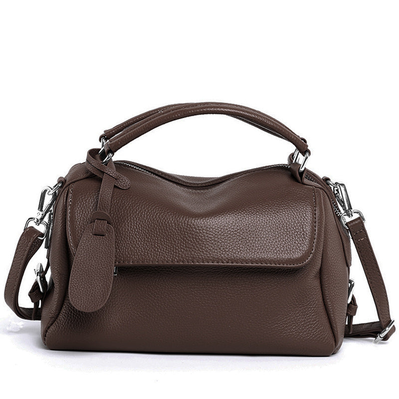 Women's Genuine Leather Portable Litchi Pattern First Layer Cowhide Bags