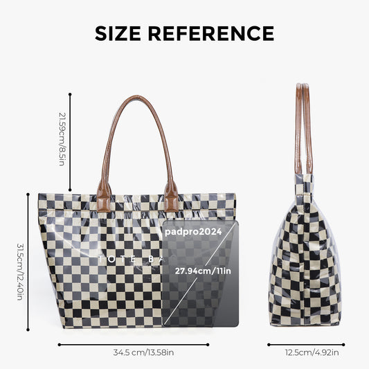 Women's Retro Chessboard Plaid Commuter Large Capacity Transparent Bags