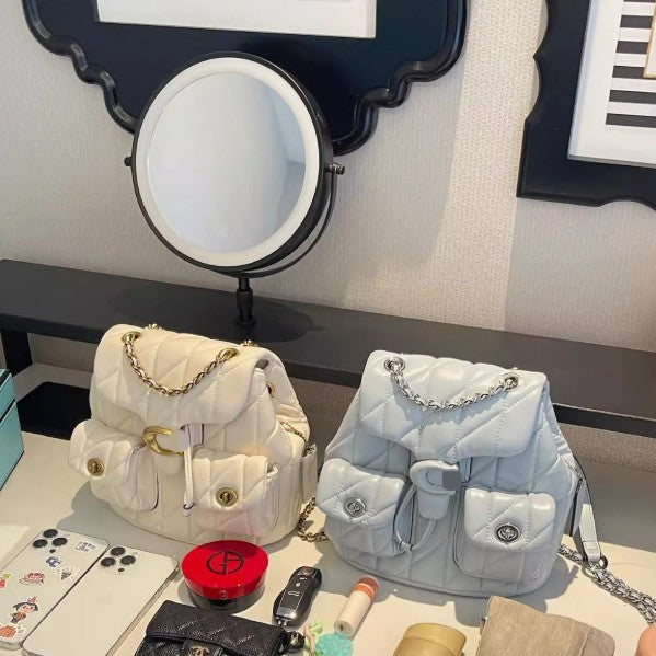 Women's High-grade Sheepskin Chain Diamond Style Genuine Women's Backpack