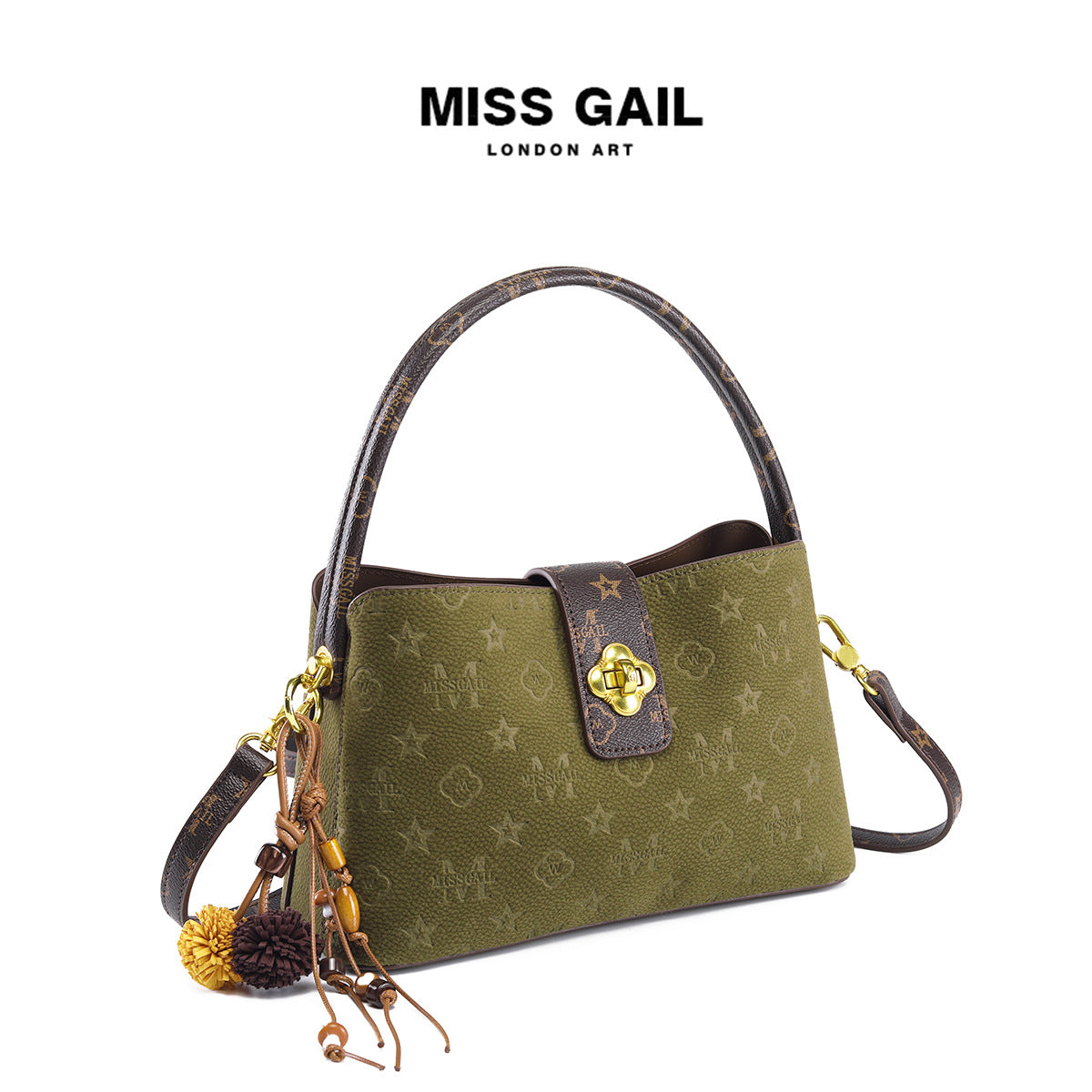 Women's Frosted Embossed Olive Green Retro Temperament Entry Lux Shoulder Bags