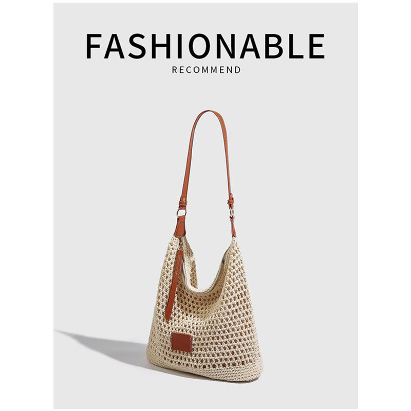 Women's Woven Hollow Summer Seaside Vacation Beach Tote Bags
