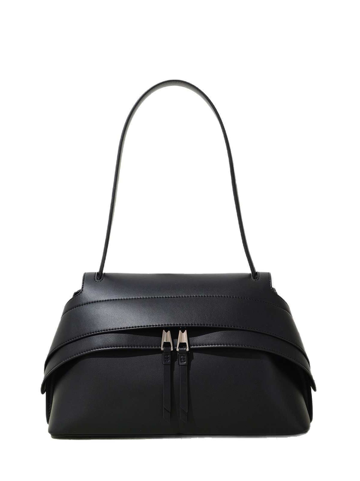 Women's Simple Fashion Trendy Design Saddle High-grade Fine Grain Leather Shoulder Bags