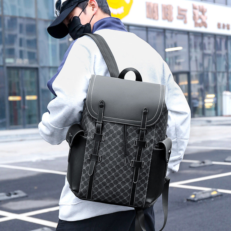 Men's Business Advanced Sensor Computer Large Capacity Plaid Leisure Backpack