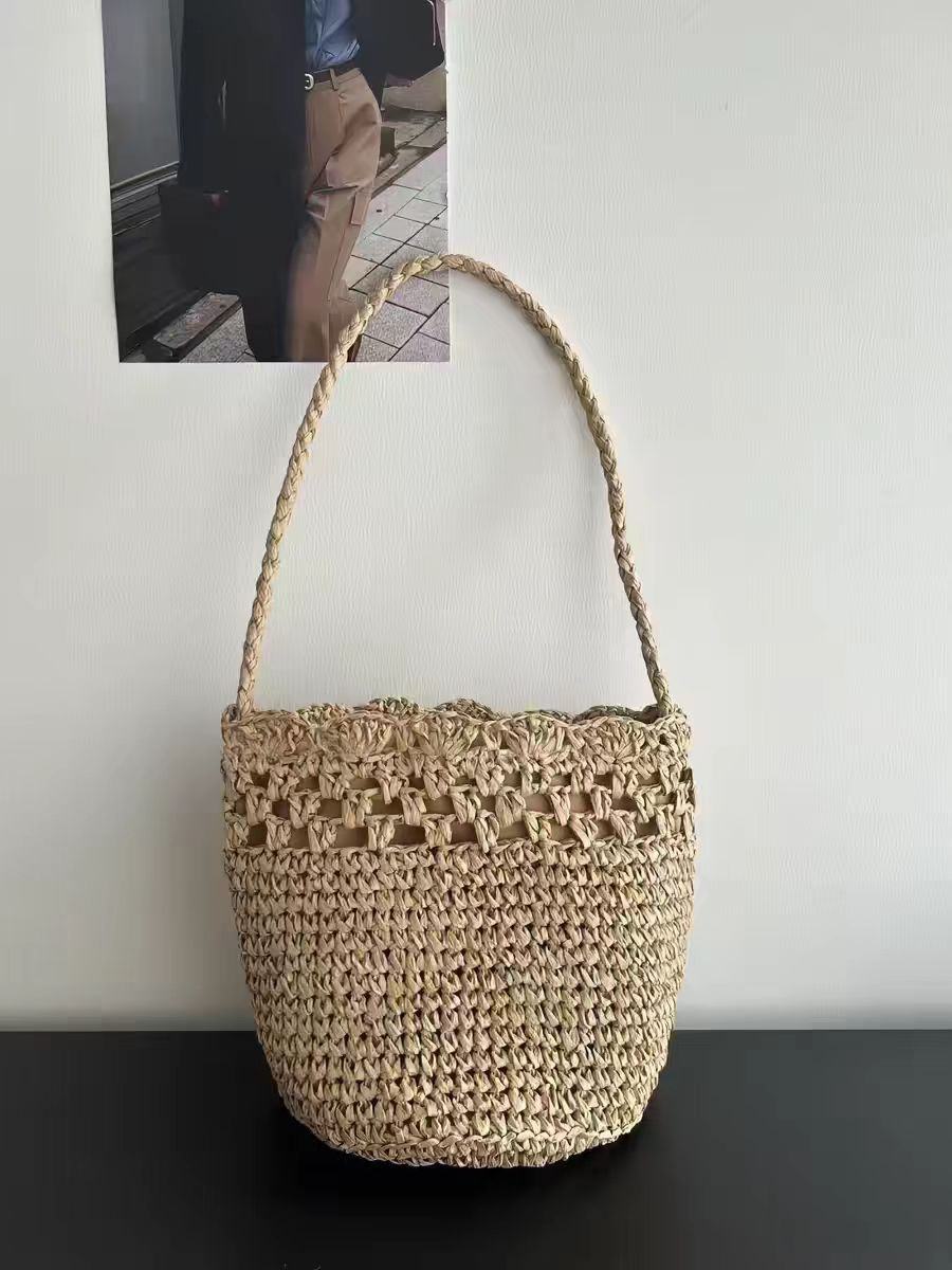 Single Straw Summer Hollow Lace Advanced Women's Shoulder Bag