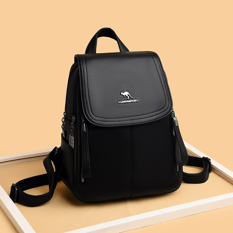Kangaroo Design Vertical Zipper Trendy Female Fashion Soft Backpacks