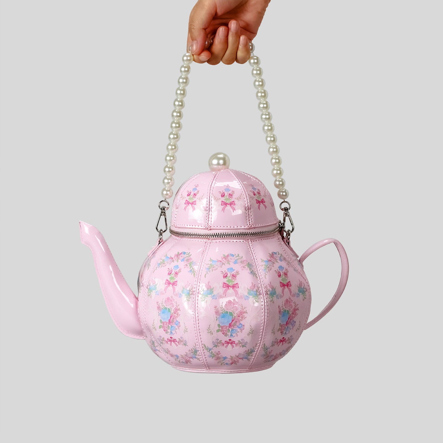 Sweet Retro Lolita Pearl Chain Printed Teapot Women's Shoulder Bag
