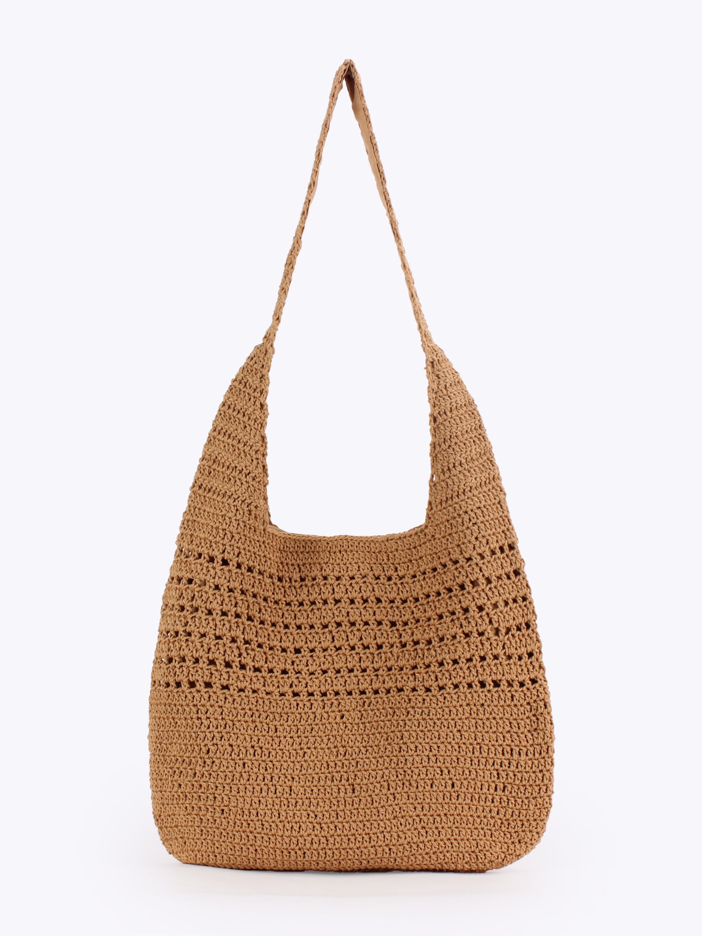 Women's Idle Style Large Capacity Cotton Thread Woven Hollow Straw Stylish Women's Shoulder Bag