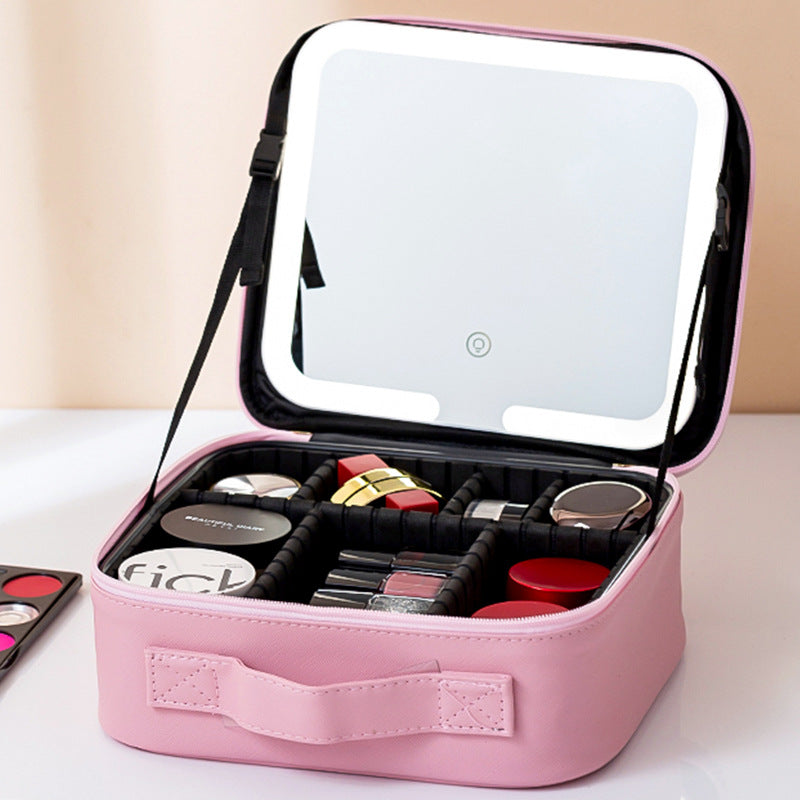 Box With Light Mirror Large Capacity High-grade Makeup Bag