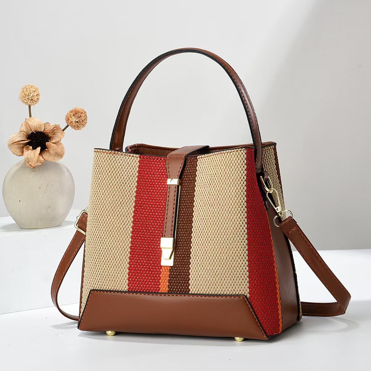 Stitching Woven Good-looking Contrast Color Fashion Handbags