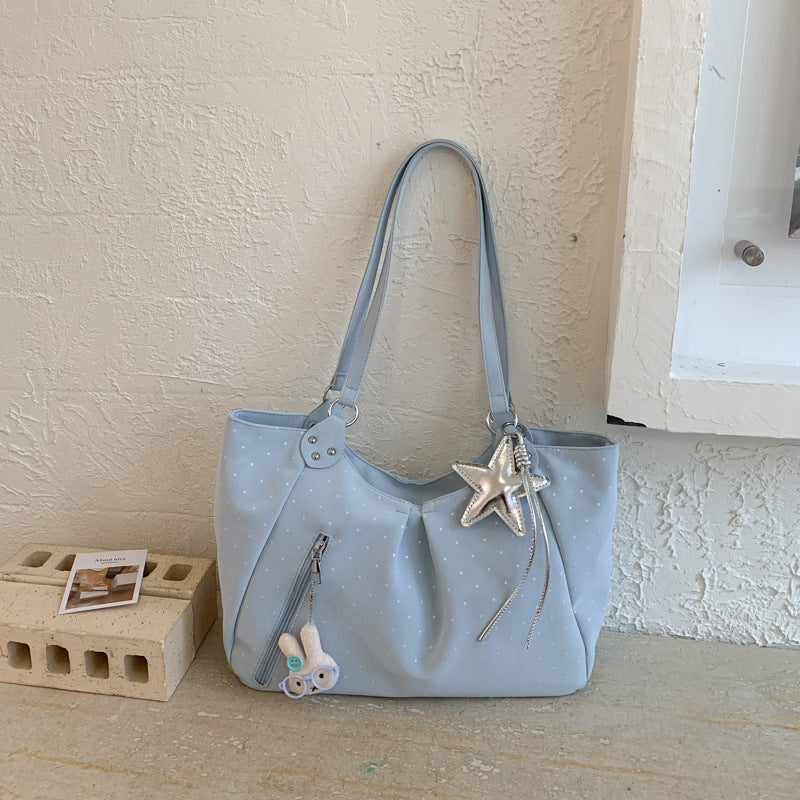 Spring Korean Style Rhinestone Canvas Large Capacity Portable Tote Bag