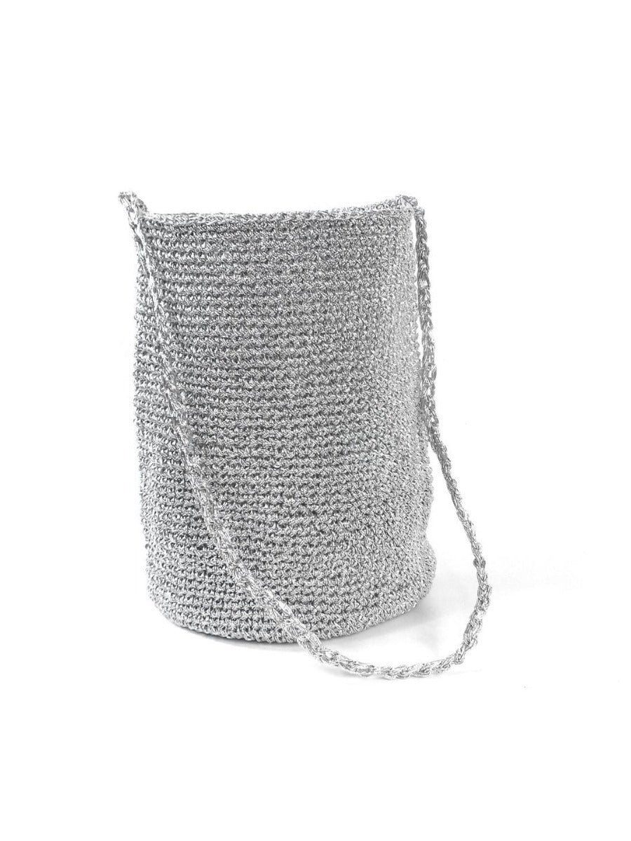 Women's Flash Sier Fresh Handmade Woven Mother Portable Bucket Bag