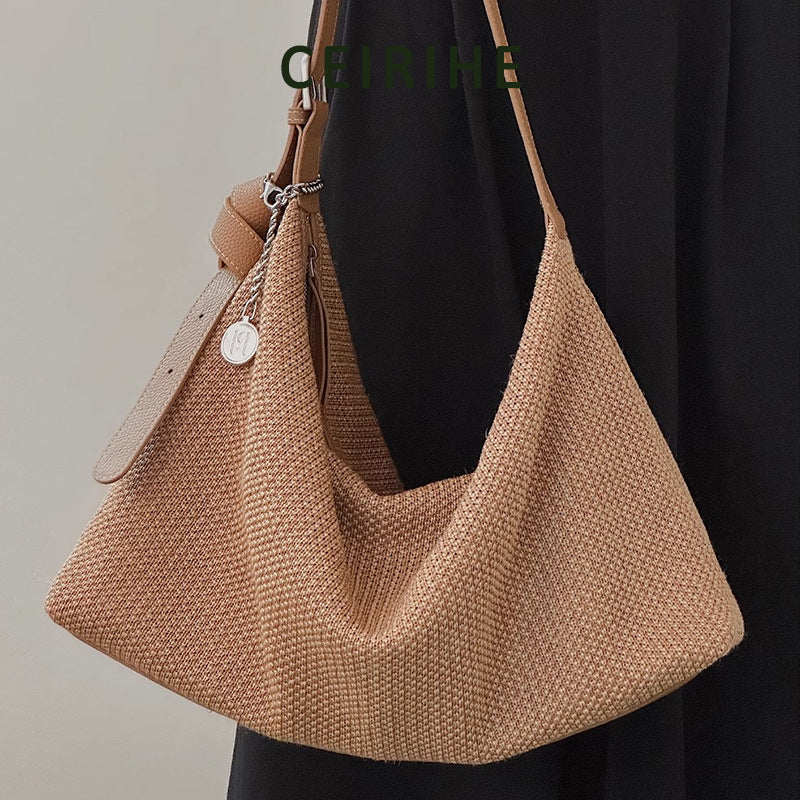 Women's Seaside Vacation Leisure Straw Woven Underarm Summer Idle Bags
