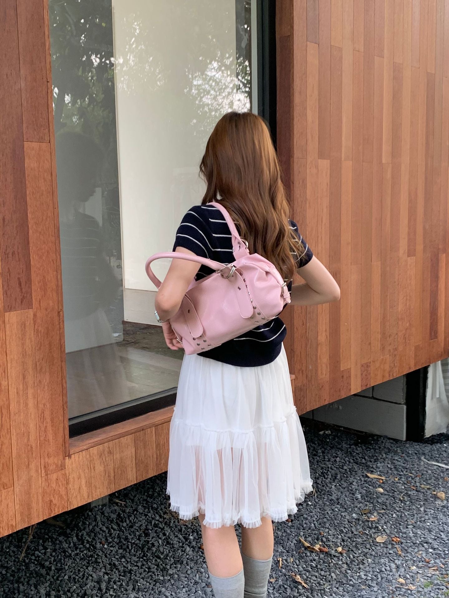 Women's Fashion Rivet Bowling High-grade Retro Women's Handbag