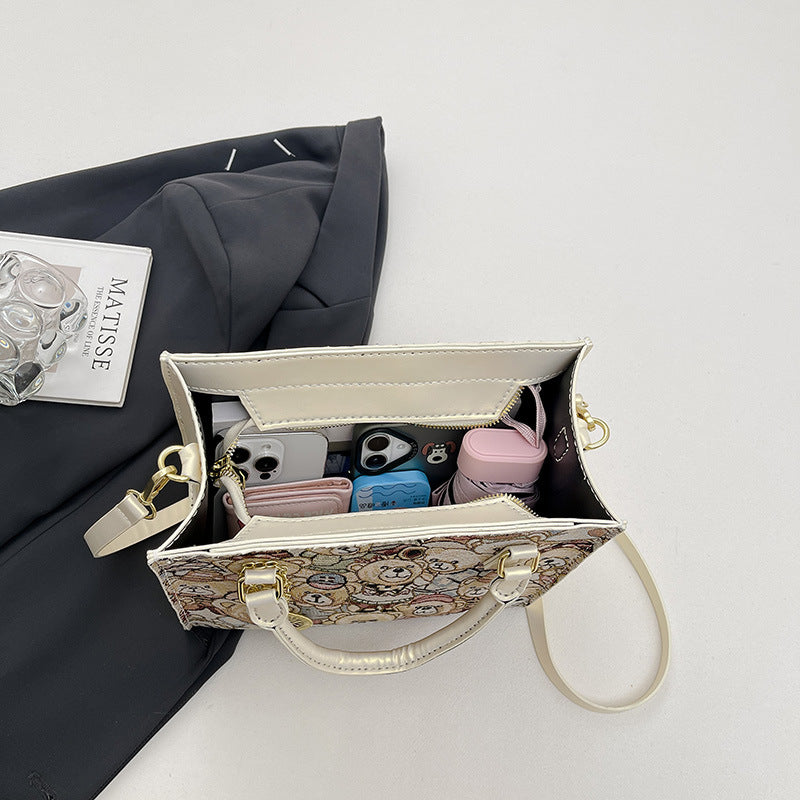 Women's Texture Hand-held Simple Retro Contrast Color Bags