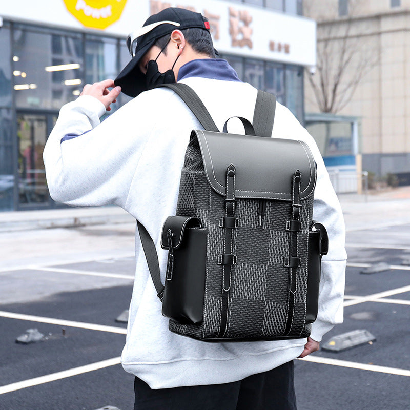 Men's Business Advanced Sensor Computer Large Capacity Plaid Leisure Backpack
