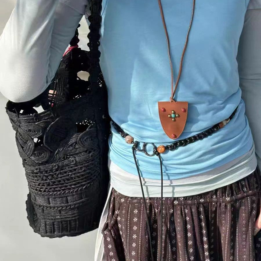 Women's Crocheted Island Cotton Hollow Large Capacity Women's Shoulder Bag