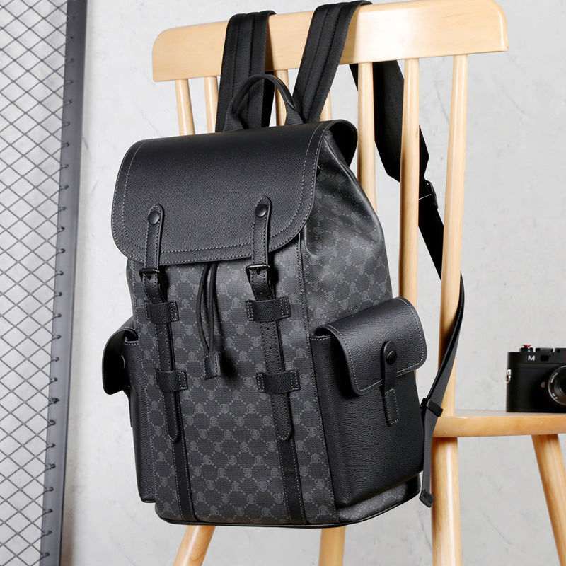 Men's Printed Textured Business Computer Presbyopic Leisure Backpack