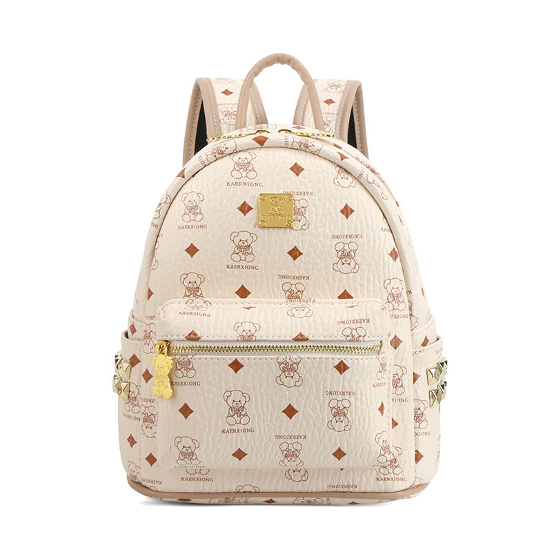 Women's Popular Korean Western Style Printed Large Capacity Trendy Leisure Backpack