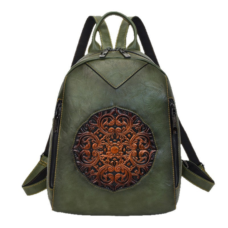 Women's Light Luxury Trendy Commute Simple Lightweight Vintage Printed Large Women's Backpack