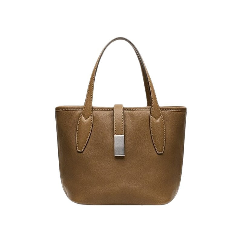 Women's Tanning Leather Long Man Basket Portable Large Capacity Bucket Bags