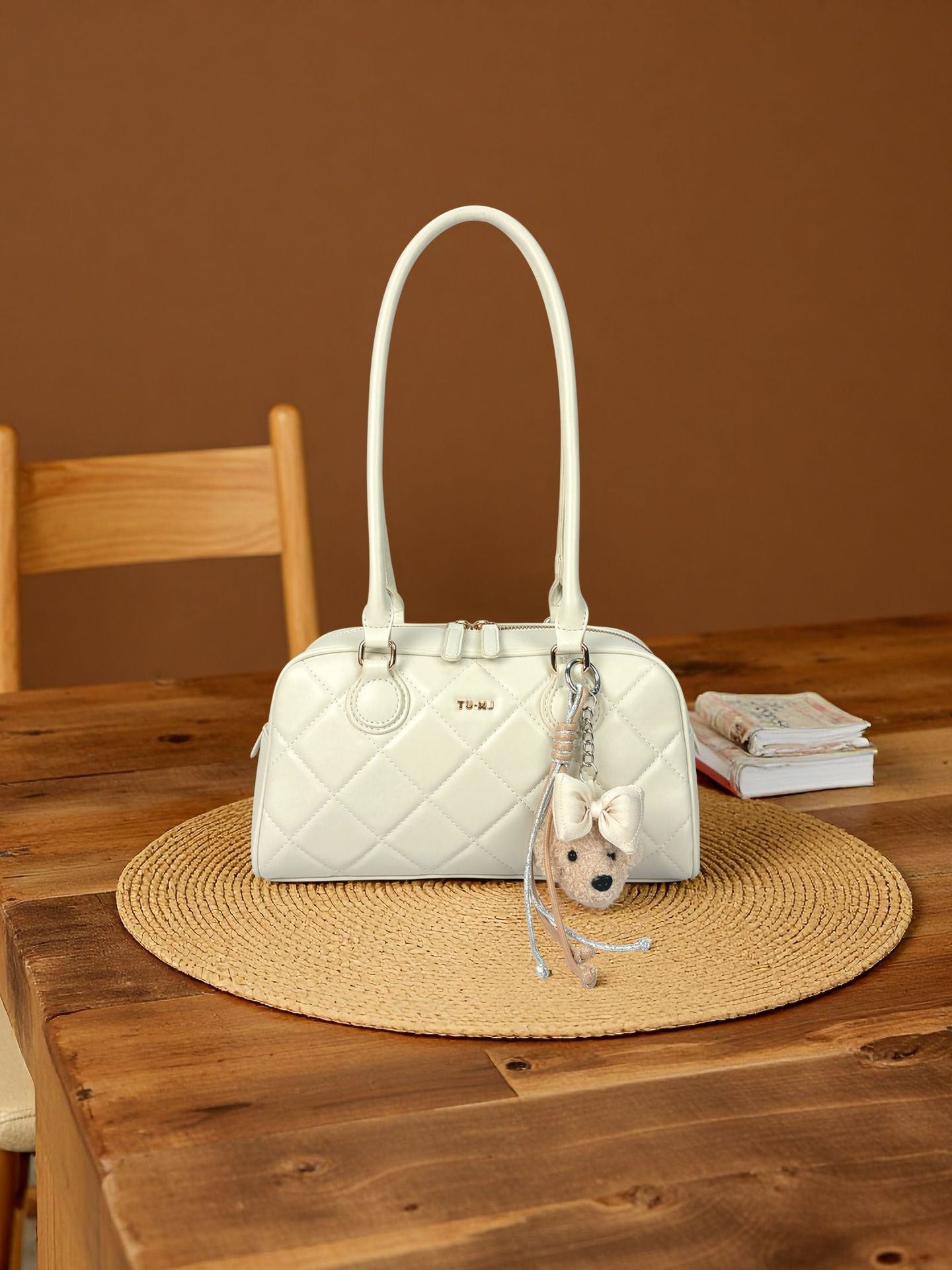 Women's Style Flower Moment Underarm Rhombus Boston Women's Shoulder Bag