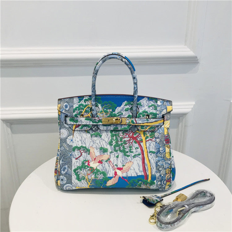 Women's Platinum Painted Top Layer Leather For Women's Handbag