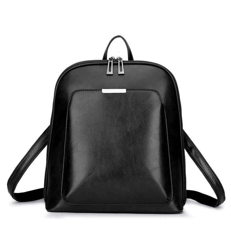 Men's Summer Sandwich Zipper Leather Storage Business Backpack