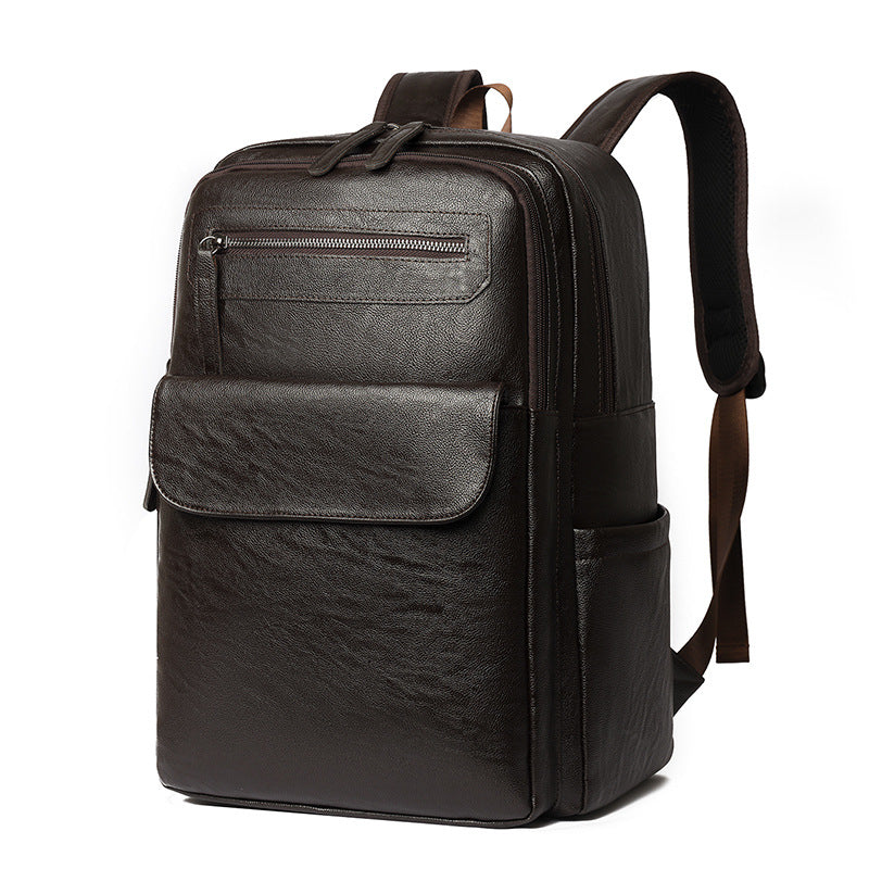 Creative Men's Large Capacity Computer Leather Leisure Backpack