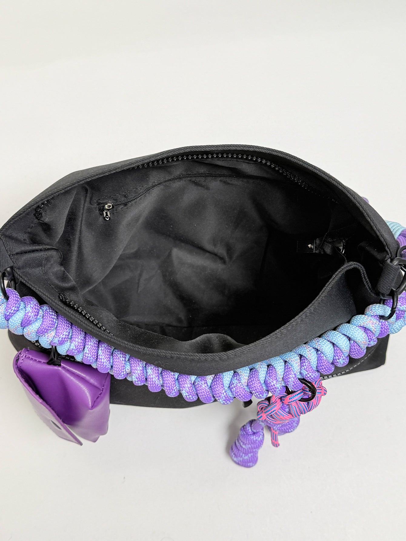 Purple Tone Braided Rope Commute Leisure Blue Contrast Women's Messenger Bag