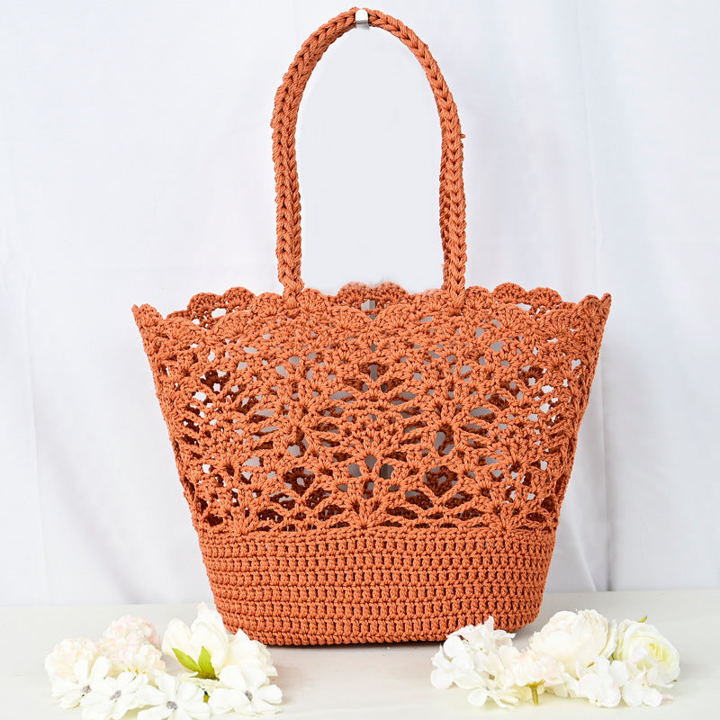 Women's Woven Knitted Handmade Cotton Thread Hollow Crochet Women's Handbag