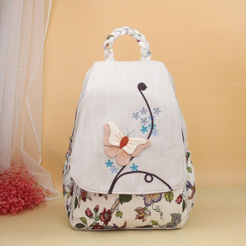 Style Three-dimensional Butterfly Embroidery Mori Daily Women's Backpack