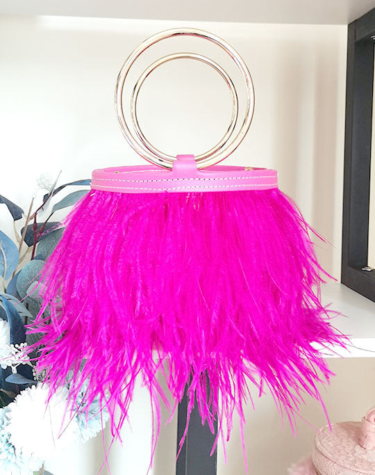 Women's Fashion Chain Imported Ostrich Fur Hand Handbags