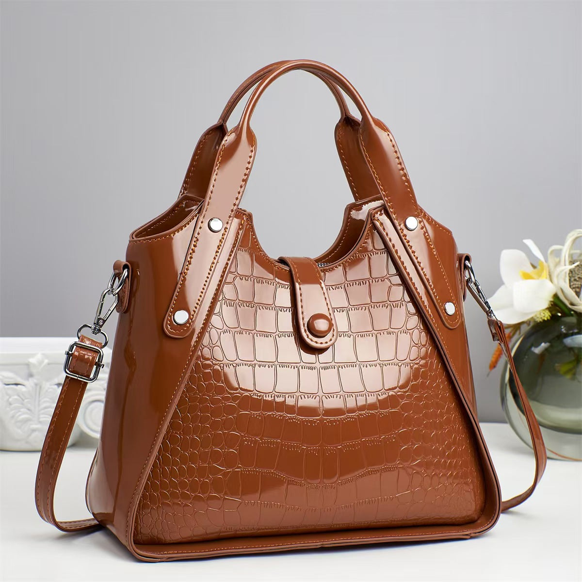Women's Large Capacity Alligator Print Fashion Mother Women's Handbag