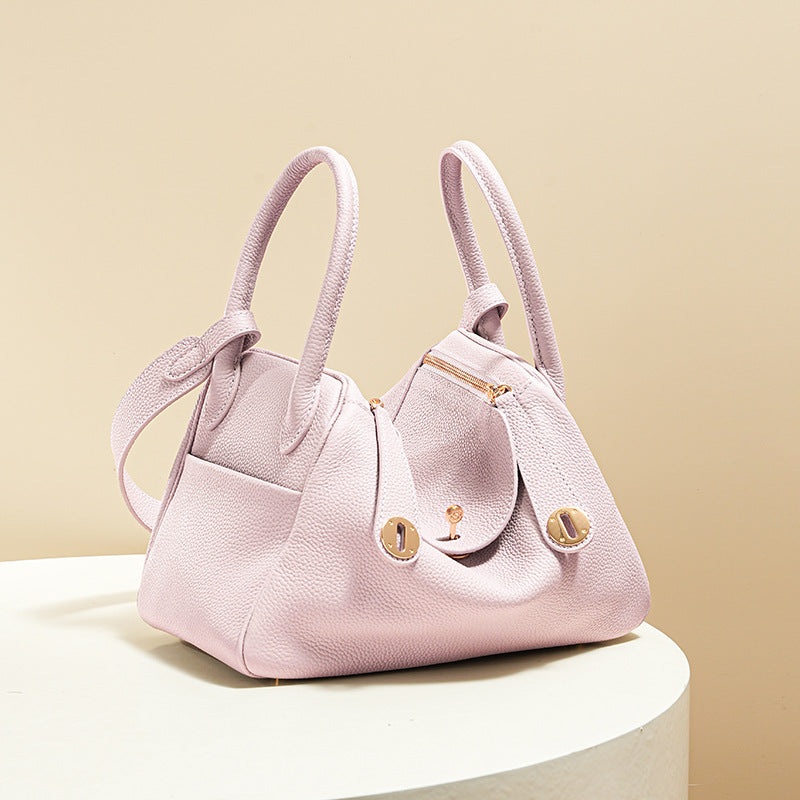 Women's Handmade Wax Line Portable Doctor Genuine Leather Women's Shoulder Bag