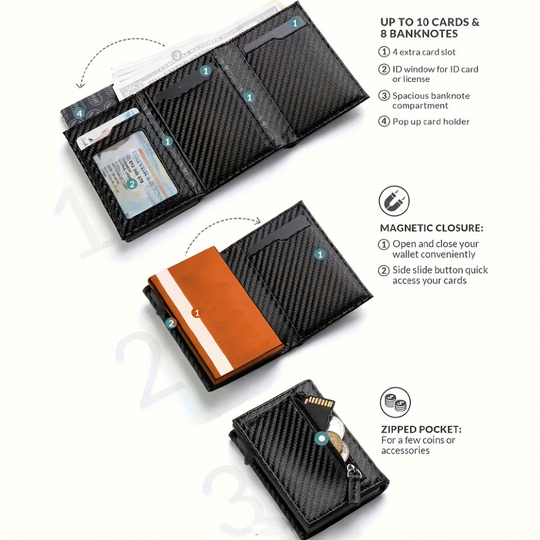 Pop-up Carbon Fiber Orange Aluminum Alloy Card Pack Card Sleeve