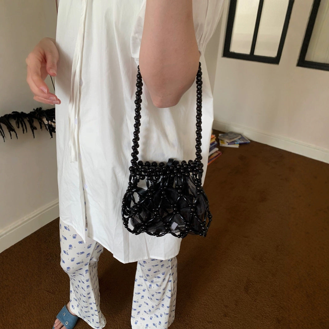 Women's Handmade Pearl Hollow Beaded Vacation Weaving Women's Shoulder Bag