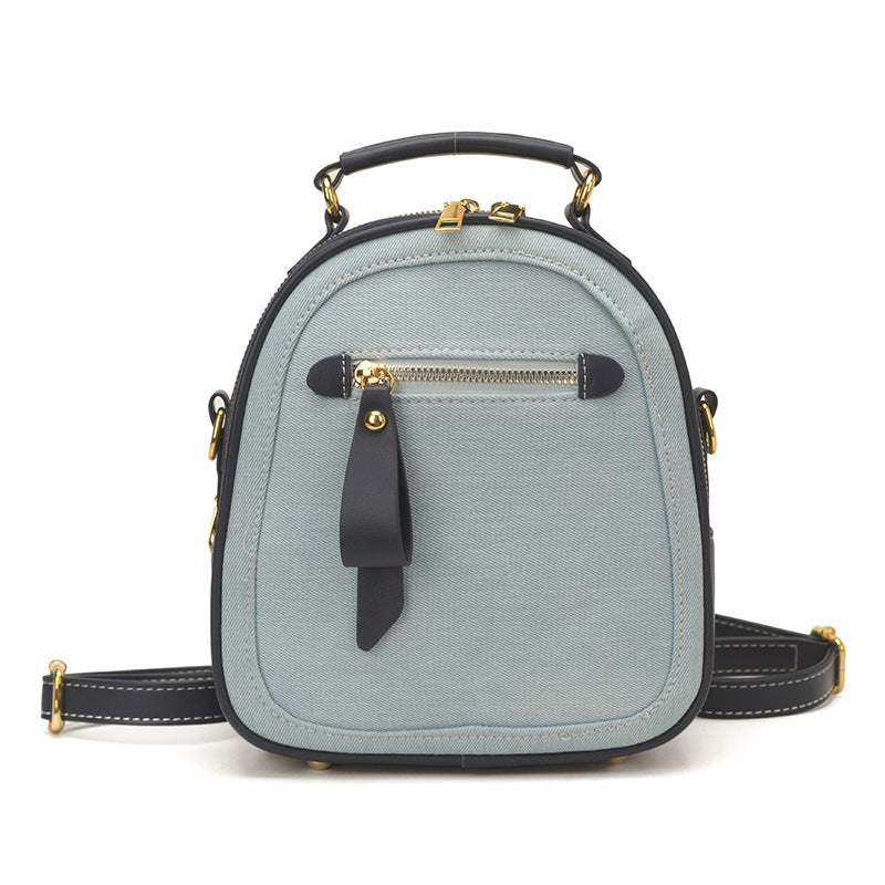 Denim Contrast Color Retro Popular College Women's Backpack