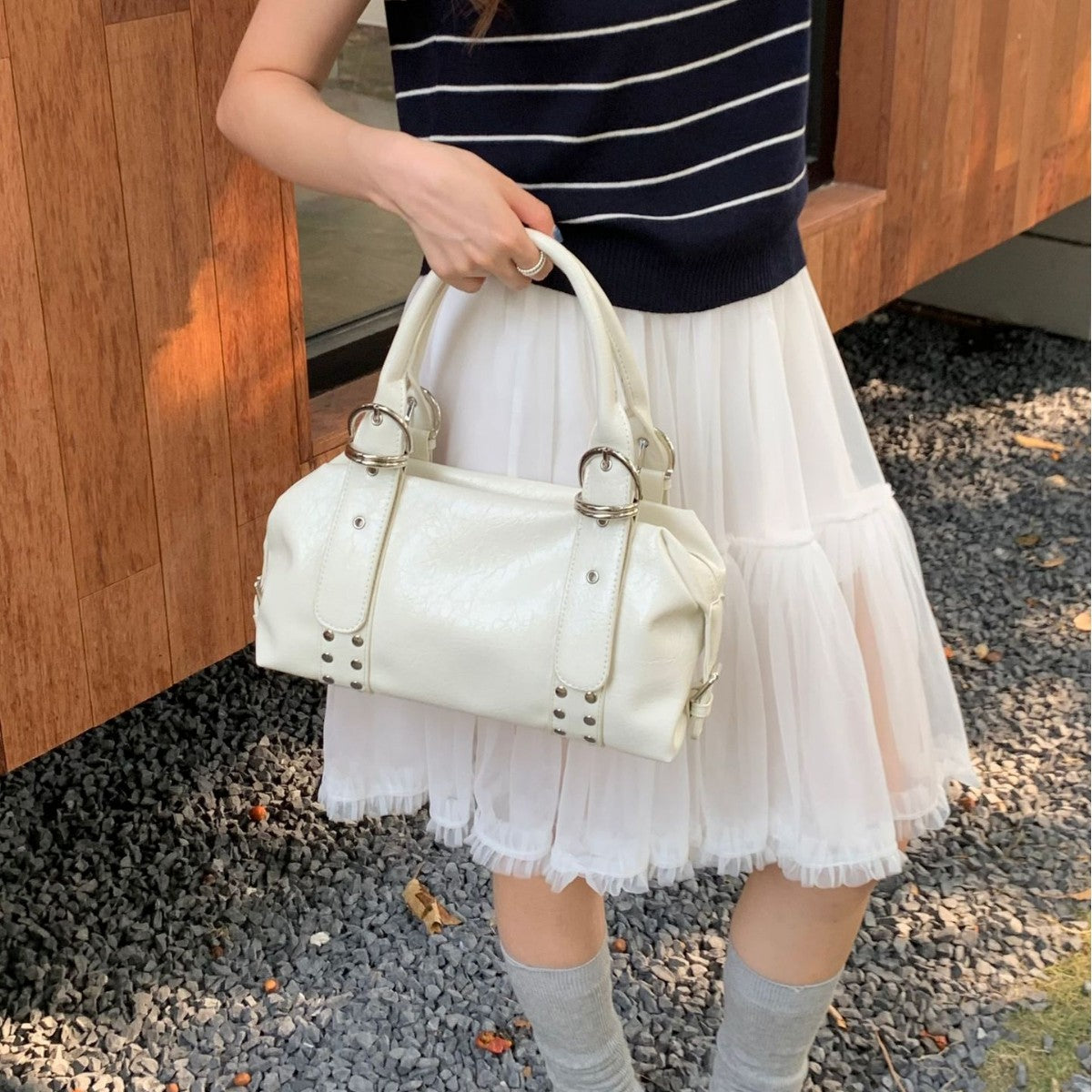 Women's Fashion Rivet Bowling High-grade Retro Women's Handbag