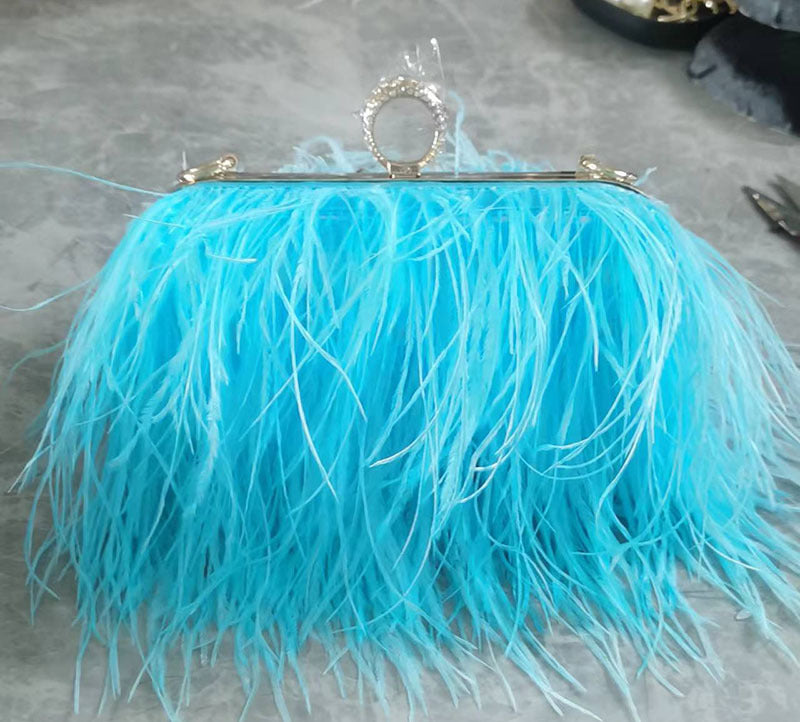 Fashion Tassel Ostrich Feather Dinner Catwalk Bags