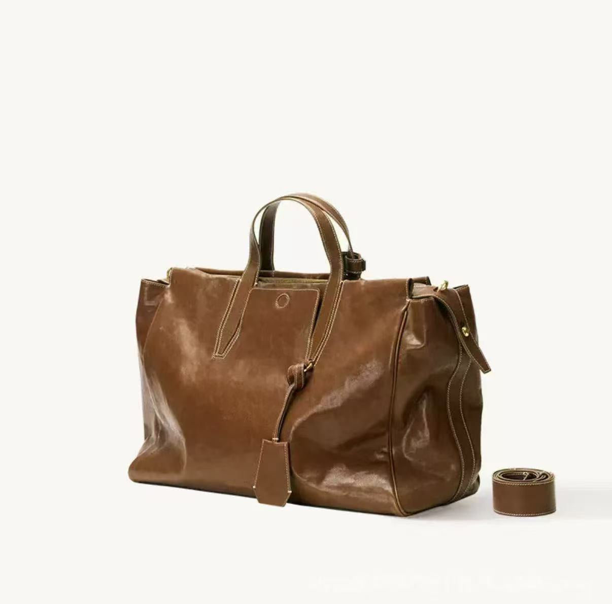 Mountain Trail Vegetable Tanning Leather Large Women's Shoulder Bag