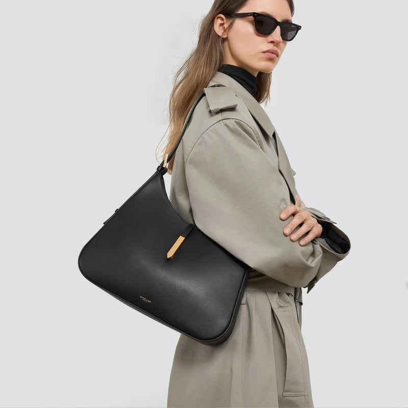 Women's Genuine Leather Niche Design Daily Leisure Underarm Bag